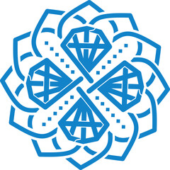 monoline design illustration of lotus flowers and diamonds