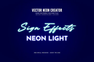 vector script Realistic neon text effect premium template