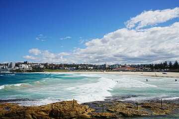 Naklejka premium Bondai Beach in Sydney, NSW, Australia - オーストラリア シドニー ボンダイビーチ
