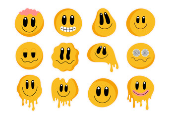 Retro Melting Emoji Element Set