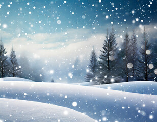 winter landscape background with snow falling