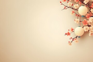 Obraz na płótnie Canvas oriental style background with chinese lanterns dand cherry blossom