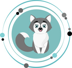 Kawaii cartoon husky puppy dog graphic icon transparent background