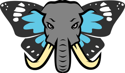 silhouette design vector illustration fantasy animal elephant eared butterfly wings