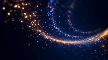 Fototapeta na wymiar Sparkling golden and blue particles trail stars glittering particle effect animation