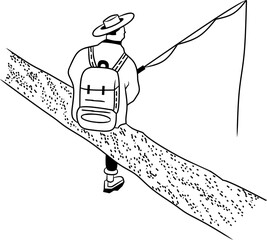 vector sketch design illustration of a fishing person