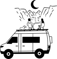 camping illustration vector sketch design