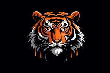 A Regal Tiger Head Logo on a Bold Black Canvas.