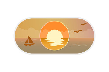 CItyscape sunset Toggle switch button icon on white background - obrazy, fototapety, plakaty