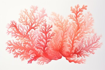 Watercolor coral on white background. Vector illustration for your design, Living Coral watercolor illustration on white paper texture, AI Generated