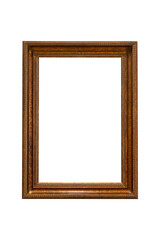 Wooden picture frame, Old picture frame isolated transparency background, Photo frames mockup