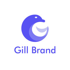 dolphin and letter G combination logo, gradient animal logo.