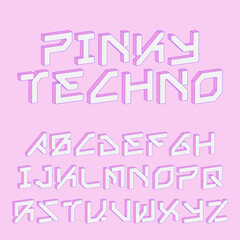 Pink alphabet set, 3d isometric alphabet letter. The word font derives from Regular Neotriad font.