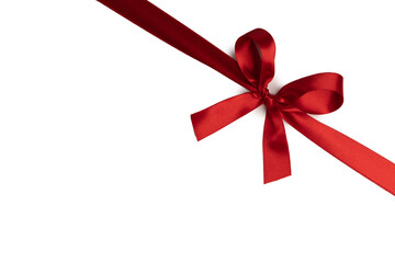 Red ribbon bow isolated on white - 665928574