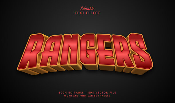 Text Effect Rangers Style. Editable Text Effect Style Esport Luxury Red Gold.