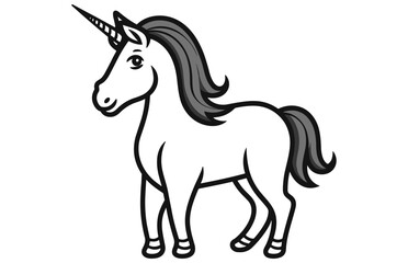 Obraz na płótnie Canvas Unicorn - Outline Icon - Pixel Perfect, Vector cute unicorn icon isolated, cartoon, illustration. 