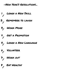 Digital png text of list of new year resolutions on transparent background
