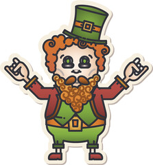 Digital png illustration of leprechaun with beard and hat on transparent background