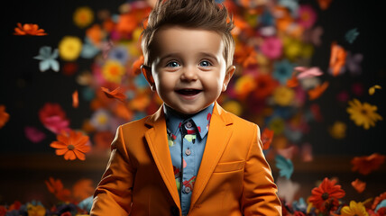 happy anthropomorphic  Baby in a brightly colored suit Generative AI