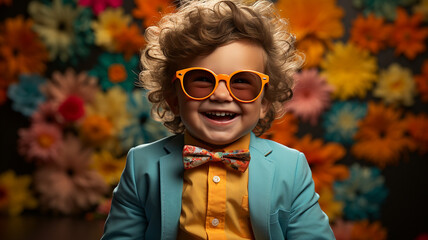 happy anthropomorphic  Baby in a brightly colored suit Generative AI