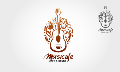 Music Cafe Vector Logo Template. A modern and simplistic logo template for music and food related business.
