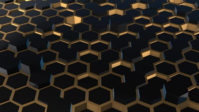 Simple 3d Black hexagonal geometrical shapes with golden boundary luxury futuristic background