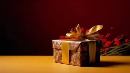 Elegantly Wrapped Gift Box with Shiny Bow for Festive Occasions and Special Celebrations