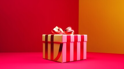 Elegantly Wrapped Gift Box with Shiny Bow for Festive Occasions and Special Celebrations