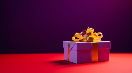 Elegantly Wrapped Gift Box with Shiny Bow for Festive Occasions and Special Celebrations