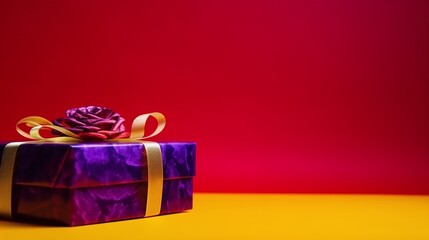 Elegantly Wrapped Gift Box with Shiny Bow for Festive Occasions and Special Celebrations