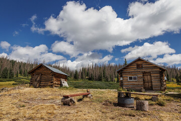 Cabins at a historic campsite in Colorado's San Juan National Forest.