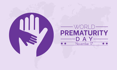 World Prematurity Day Vector Illustration with Tiny Newborn and Caring Hands. Vector template for background, banner, card, poster design.