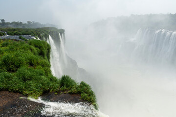 Beautiful view to atlantic rainforest waterfalls in Iguazu Falls