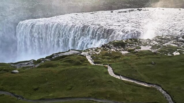Aerial view of the impressive Detifoss waterfall