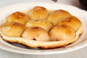 Freshly baked tart. Making Pear Tarte Tatin with Cardamom series.