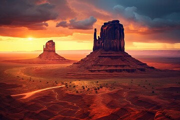 Sunrise in the famous Monument Valley