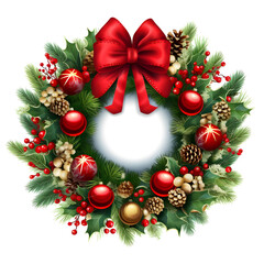 Fototapeta na wymiar Christmas wreath Clipart decoration isolated on a white background
