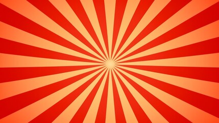 The image depicts a retro-style background with rays or stripes emanating from the center, creating a sunburst effect. The color scheme features various shades of red, giving it a classic