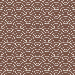 Brown Japanese wave pattern background. Japanese seamless pattern vector. Waves background illustration. for clothing, wrapping paper, backdrop, background, gift card.	