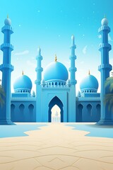 great blue mosque illustration - obrazy, fototapety, plakaty