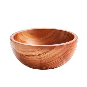Wooden bowl isolated on PNG Transparent white background