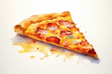 a watercolor painting of a slice of pizza. Generative AI