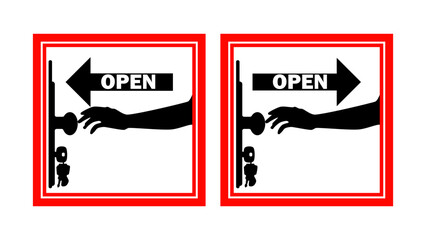 door opening directions sign set