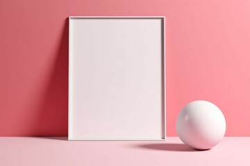 The layout of the poster of size 18 * 24 inches is white on a pink background, minimalism, Front view, Mock up