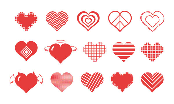 Simple Heart Icon Element Set