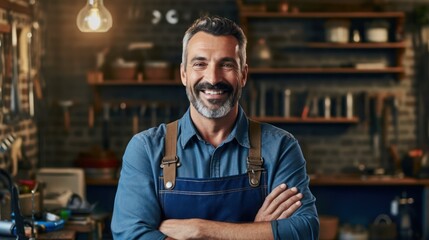 Obraz premium A portrait of mechanic man in uniform 