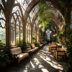 Charming coastal cloister with vaulted ceiling
