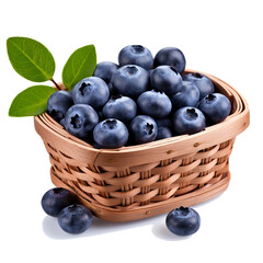 blueberries in a basket isolated on white