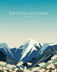 Grossglockner Austria travel poster. - obrazy, fototapety, plakaty