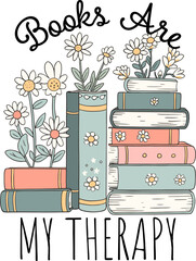 Books are my therapy ,design forshirts,bookworm,book lover,bookish  ,
mental health